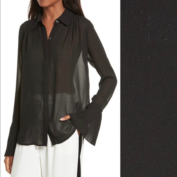 Frame Sheer Pleated Blouse -gorgeous cuffs! - Picture 2 of 6